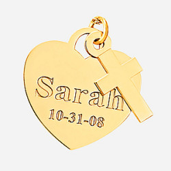 ENGRAVED HEART WITH CROSS